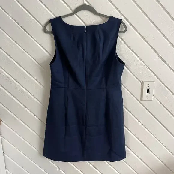 J.Crew Sofia sleeveless dress in structured wool Navy Size 12 NWT - Picture 8 of 8